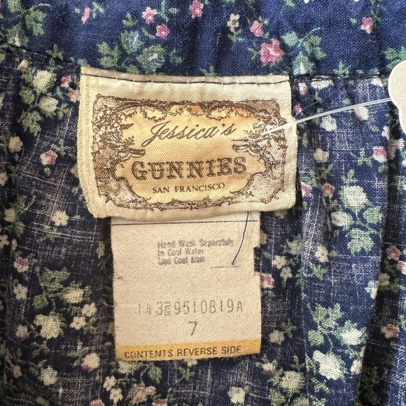 VTG Gunnie Sax Jessica’s Gunnies Dark Blue Calico Lace Prairie Midi Skirt Size 7 - Picture 16 of 17